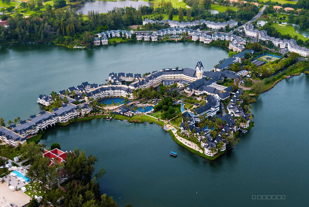 Lagoon and landscaped surroundings within Laguna Phuket in Cherng Talay