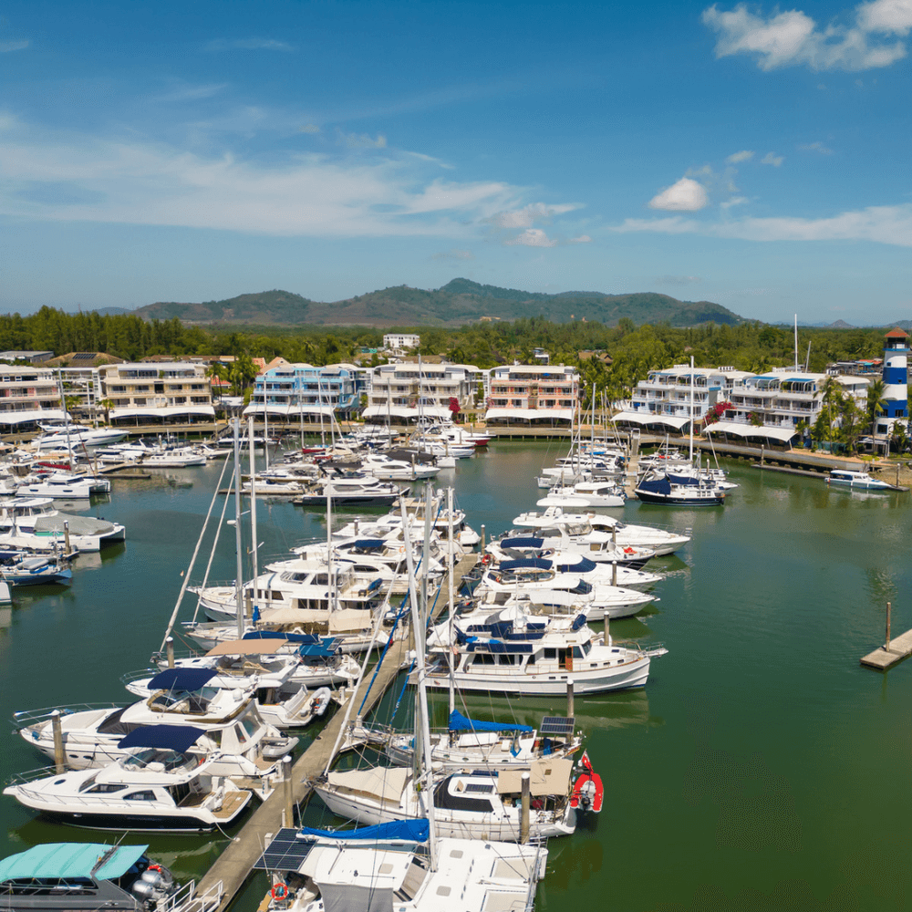 Marina and waterfront surroundings in Ko Kaew, Phuket