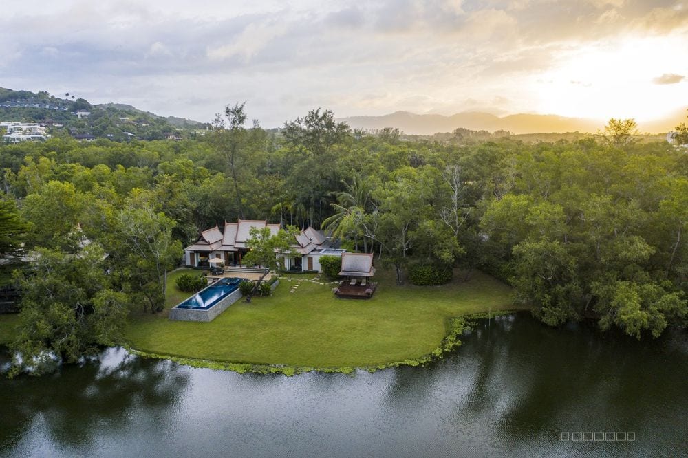 Lagoon and mature green landscape inside Laguna Phuket